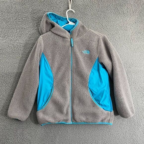 The North Face jacket Girls L Blue Gray Reversible Fleece Puffer - Picture 9 of 16